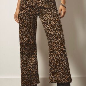 Maeve Anthropologie Leopard Print Wide-Leg Pants